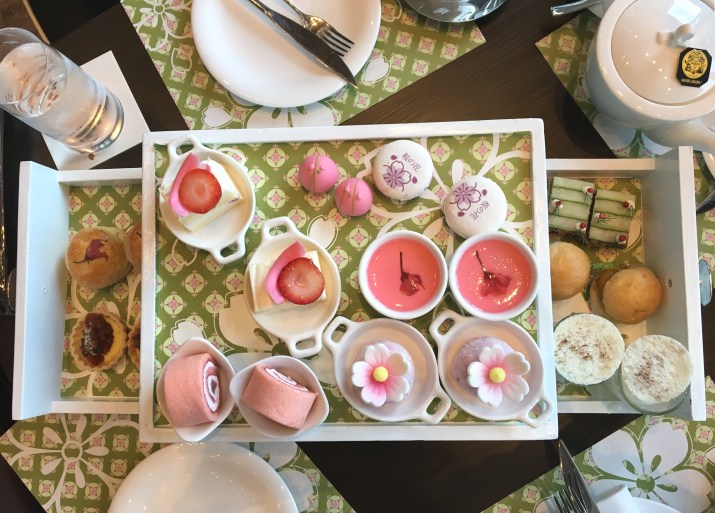 Sakura blossom afternoon tea set, Okura Prestige Bangkok hotel, best luxury hotel Bangkok, www.BarefootLuxe.net